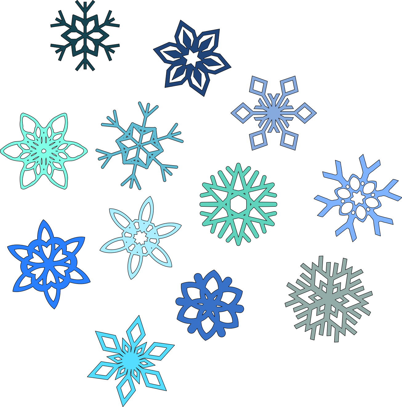 colour blue clipart snowflake