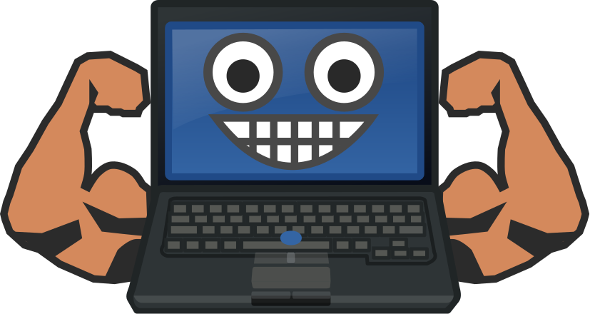 Computer with muscles Clip Art Image - ClipSafari