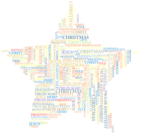 Christmas Star Word Cloud Clip Art Image - ClipSafari