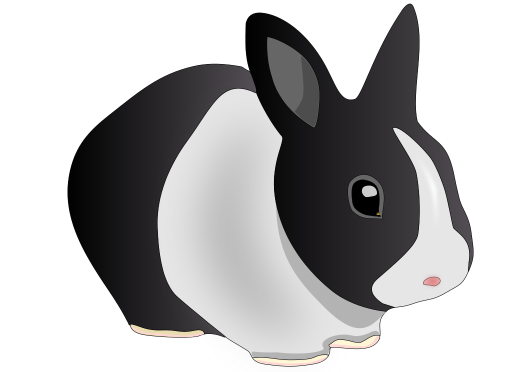 black and white rabbit clipart