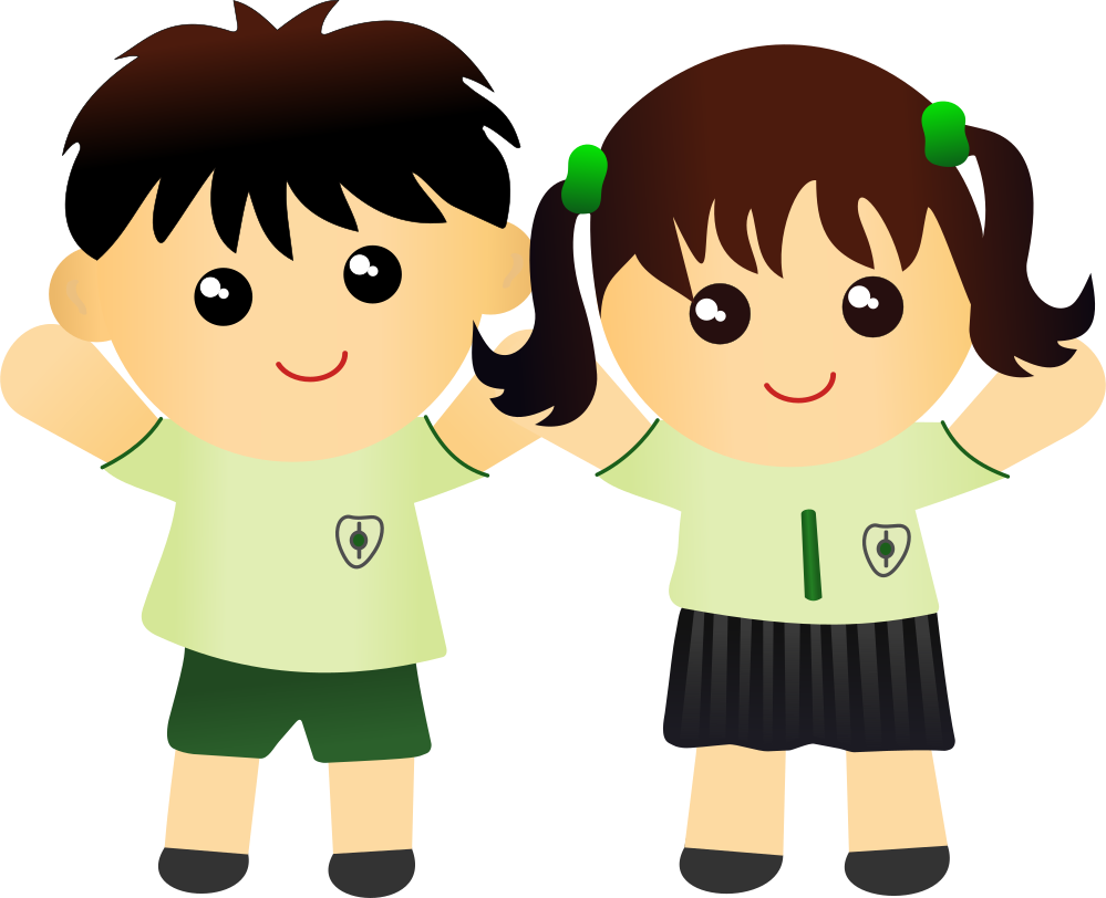 two children holding hands clipart