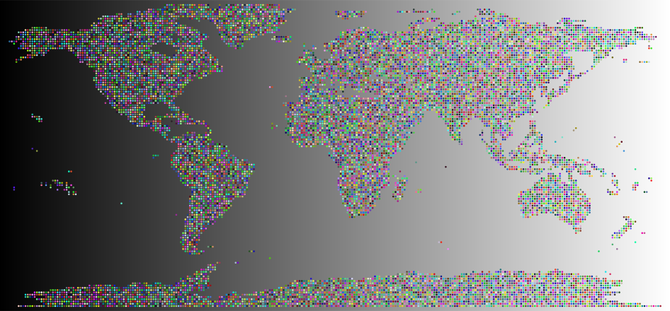Prismatic World Map Dots Clip Art Image - ClipSafari