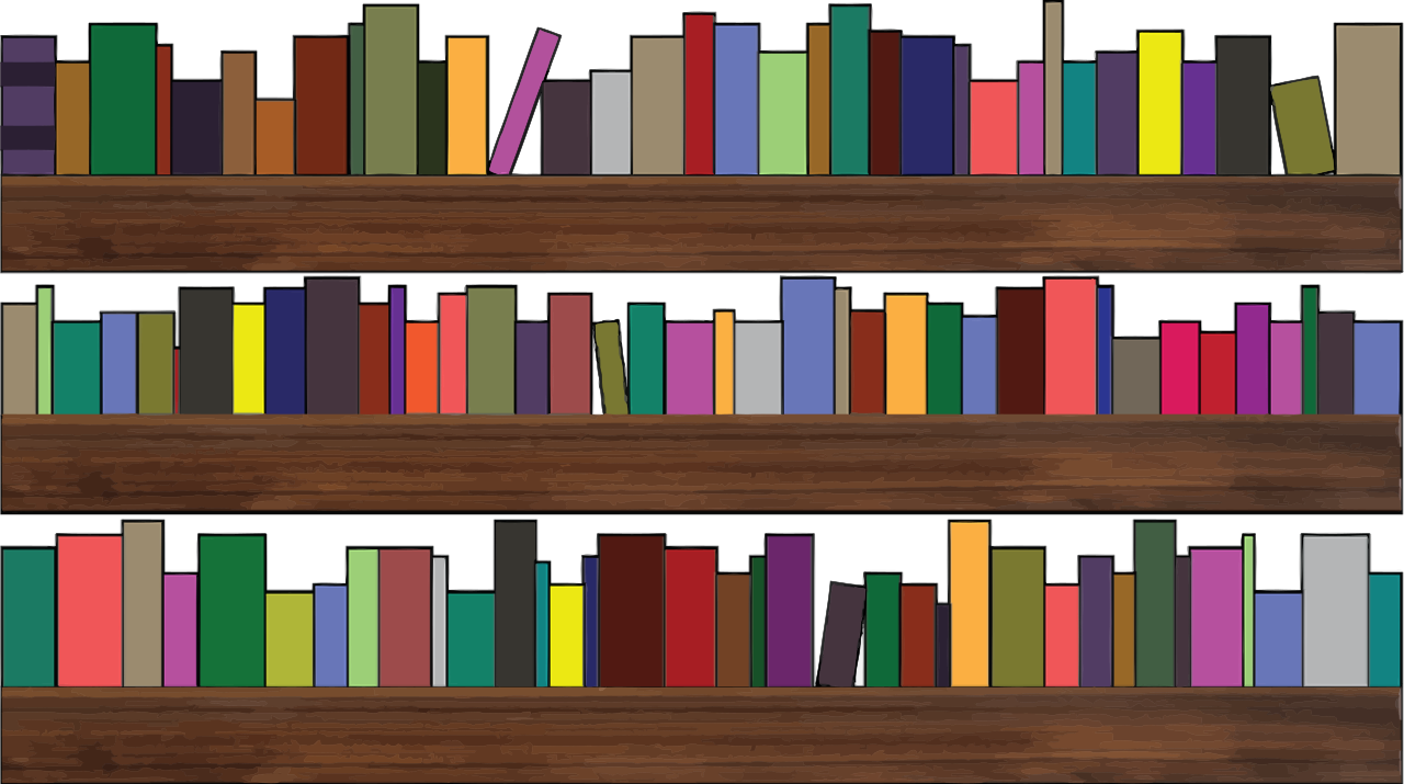 books on shelf clipart